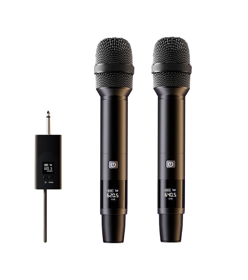 Universal Dual-Handheld UHF Wireless Microphones - Professional Karaoke Mics for Home KTV, Outdoor Speakers & Sound Cards
