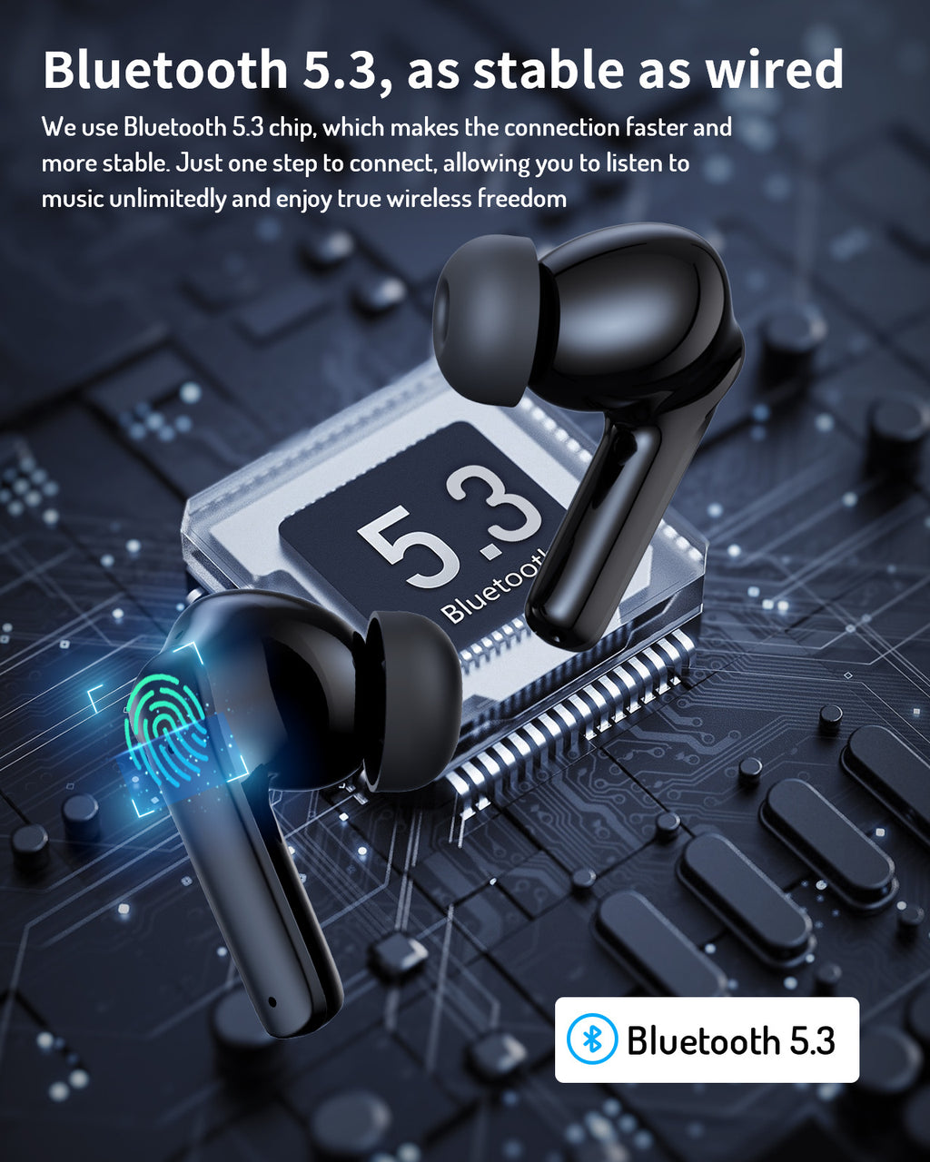 YM27 Wireless TWS Bluetooth 5.3 Earbuds | Transparent HD Display, Noise Cancelling Stereo Headphones