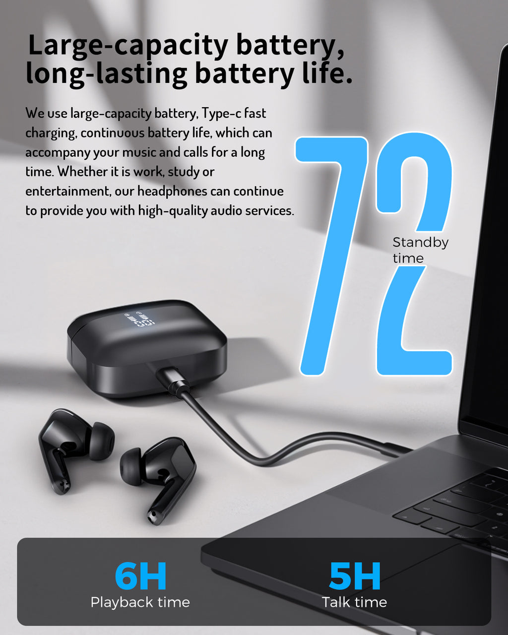 YM27 Wireless TWS Bluetooth 5.3 Earbuds | Transparent HD Display, Noise Cancelling Stereo Headphones