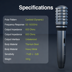 YM60 Professional Wired Dynamic Microphone | Titanium Steel Body, Anti-Feedback for KTV, Stage & Home Karaoke