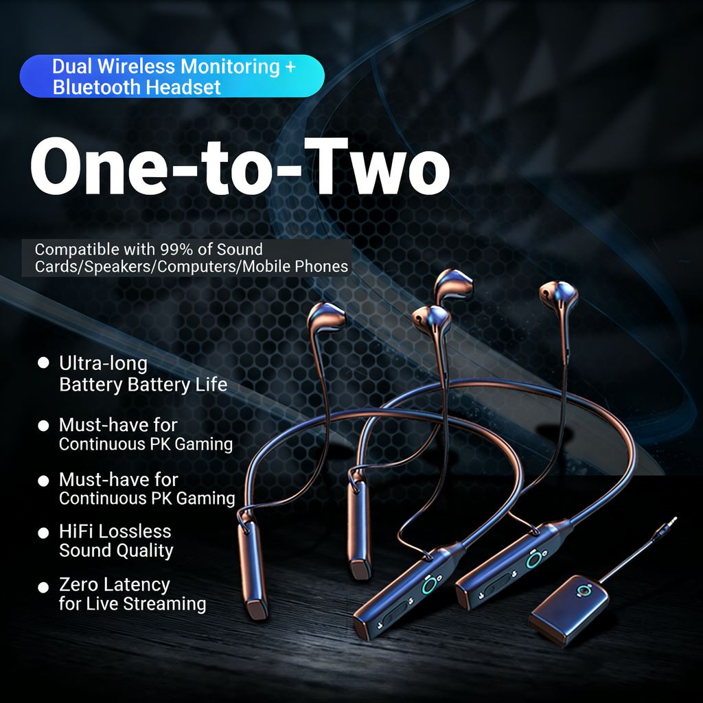 Wireless Monitor Earbuds - Bluetooth In-Ear Headphones for Live Streaming, Phone & Laptop