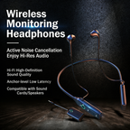 2.4G Wireless Neckband Monitor Headphones | Dual-Mode Bluetooth & Low-Latency for Live Streaming & Singing